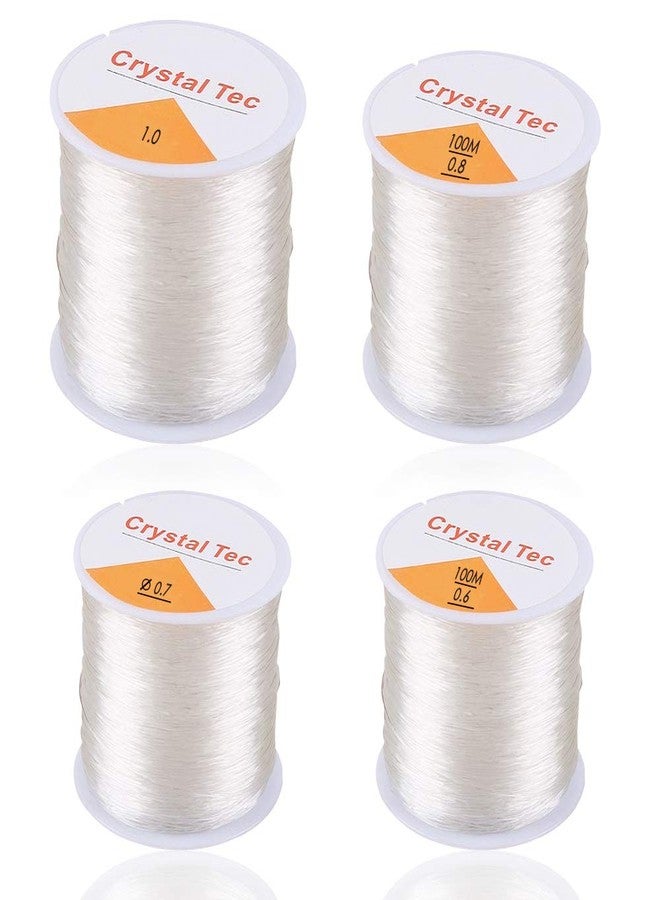 AIFUDA 4 Roll 328 FT Clear Elastic Beading Threads, AIFUDA Stretchy Crystal Bracelet String Cords Crystal Rope for DIY Bracelet Beading Jewelry Making (0.6/0.7/0.8/1mm) - Image 1